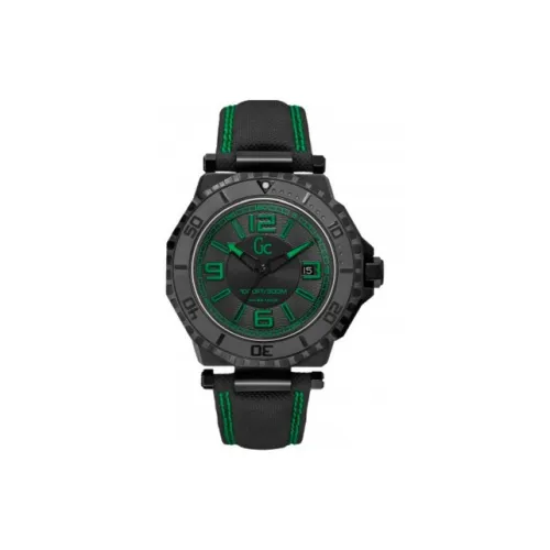 GUESS Наручные часы Кварцевый механизм Кожаный ремешок 44 мм Черный циферблат Мужские часы