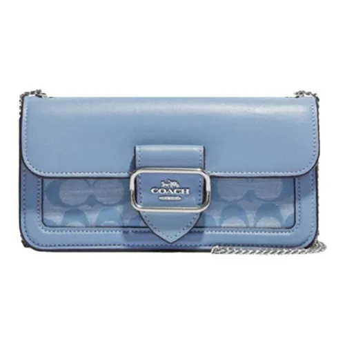 COACH Morgan Ткань с коровьей кожей Сумка через плечо Маленькая Женская Васильковый синий