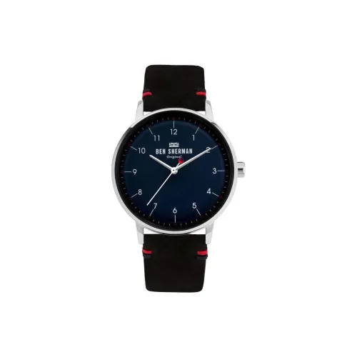 BEN SHERMAN Наручные часы Кварцевый механизм Кожаный ремешок 41 мм Синий циферблат Мужские часы WB043 B