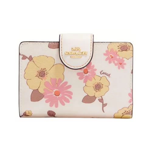 COACH Corner Zip Коровья кожа Клатч Кошелек Женские Слоновая кость