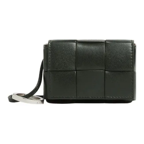 Bottega Veneta Cassette Чехол для наушников из коровьей кожи Мужской Темно-зеленый и Папайя