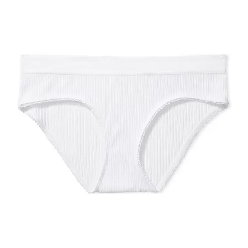 Victoria's Secret Розовый Хлопок Логотип Хлопок Кружево Обхват талии Hiphugger Panty B Нижнее белье Женские 1 упаковка Белый