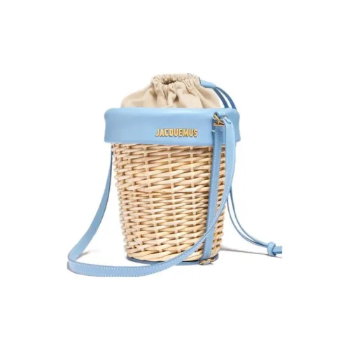 Jacquemus Прутья ивы с коровьей кожей ведрообразная сумка сумка через плечо сумка женская светло-синяя