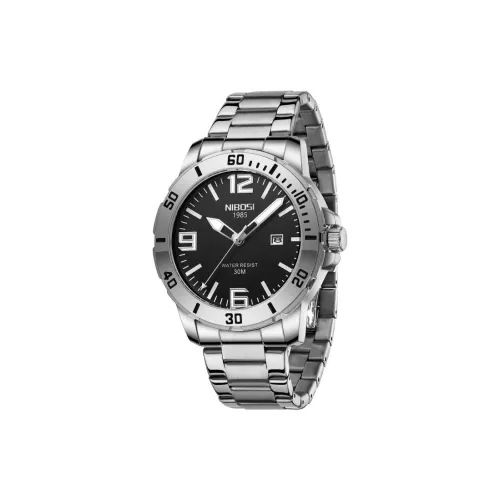 NIBOSI 1985 Кварцевый механизм нержавеющая сталь ремешок часы для мужчин черный циферблат модель Ni2589