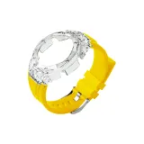 Прозрачный ледниковый чехол + желтый ремешок + серебряная шпилька