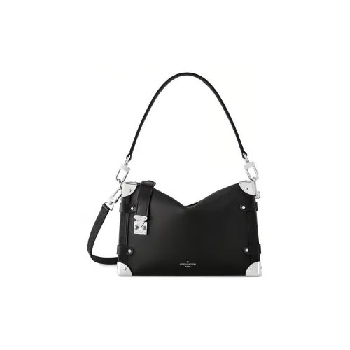 LOUIS VUITTON Основная часть Корова Кожа Мягкая Коробка Сумка Сумка через плечо Сумка среднего размера Женская Черная