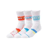 3 упаковки - GAME Баскетбольные носки (Белый Синий + Белый Розовый + Белый Оранжевый)