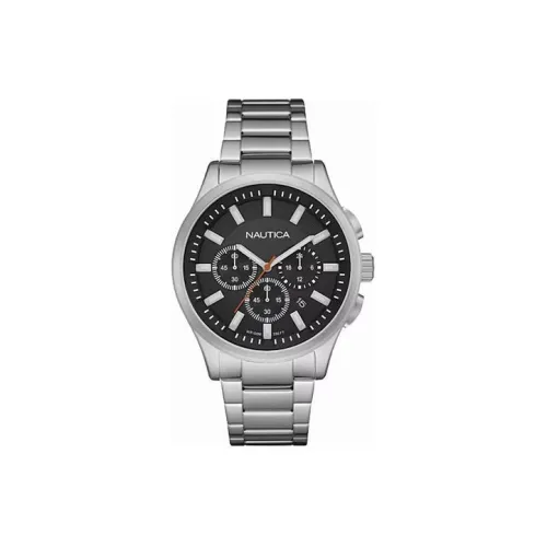 NAUTICA Наручные часы Кварцевый механизм Нержавеющая сталь Ремешок 44 мм Черный циферблат Мужские часы NAI19532G