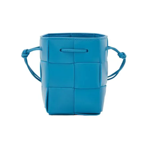 Bottega Veneta Cassette Sheepskin Корова Кожа Ведро Сумка Плечевая Сумка Мини Женская Светло-Синий