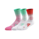 3 упаковки - Полосы Градиент Баскетбольные носки (Белый Красный + Белый Зеленый + Розовый Зеленый)