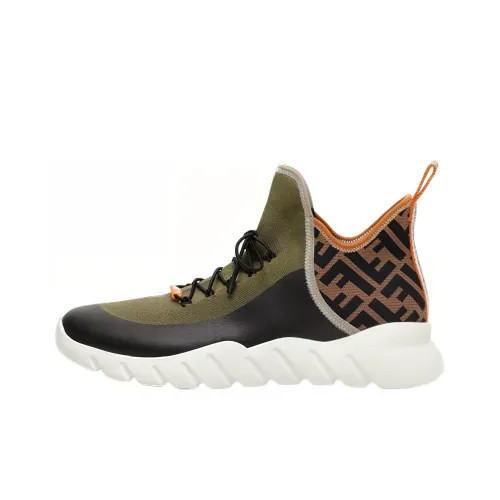 FENDI Амортизация MID Топ Спортивная Повседневная Обувь Мужская Зеленая Черная