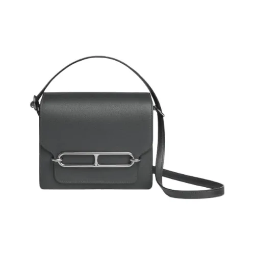 HERMES Roulis Evercolor Телячья кожа Свиной нос Сумка Сумка через плечо Мини Женская Серый Черный