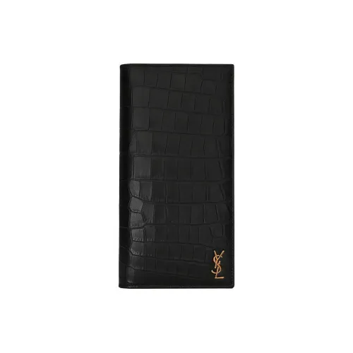 SAINT LAURENT Монограмма Коровья кожа Кошелек Мужской Черный