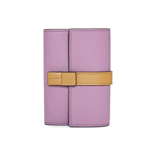 LOEWE Soft с текстурой Телячья кожа Кошелек Маленький Женский Фиолетовый Светло-коричневый