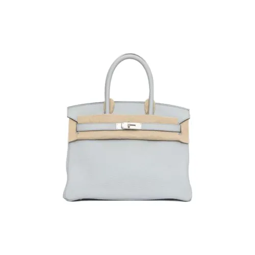 HERMES Birkin Taurillon Clemence Bullock Кожа Сумка Birkin Сумка Женская 08 BLEU Бледный Святой Грааль Синий