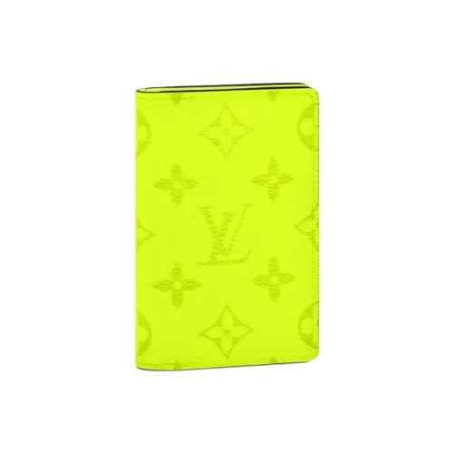 LOUIS VUITTON Монограмма Покрытый холст с TAïGA Коровья кожа Кошелек Обычный Мужской Неоново-зеленый