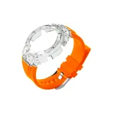 Прозрачный ледниковый чехол + оранжевый ремешок + серебряная шпилька