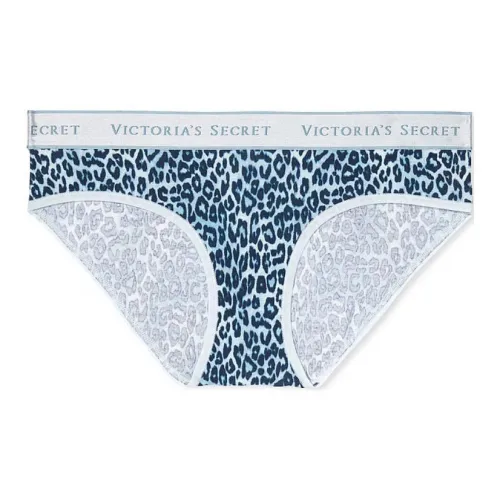 Victoria's Secret Розовый Хлопок Логотип Хлопок Hiphugger Panty Синий L Трусы Женские 1 Пачка Синий Леопардовый принт