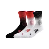 3 упаковки - Полосы Градиент Баскетбольные носки (Белый Черный + Белый Красный + Черный Красный)