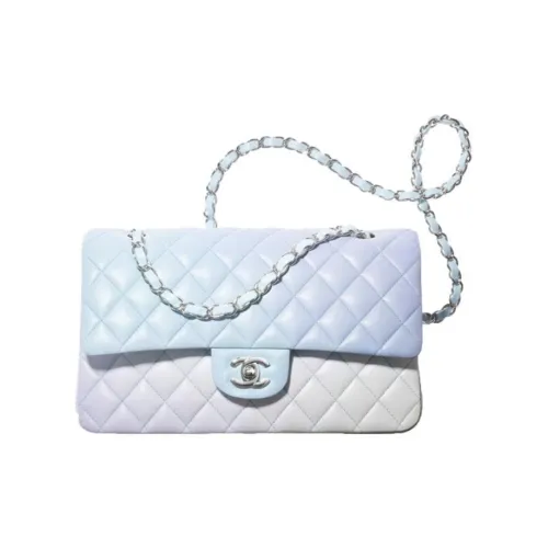 CHANEL Classic Flap CF Lambskin Сумка через плечо Средняя Женская Градиентная Светло-синий Светло-фиолетовый