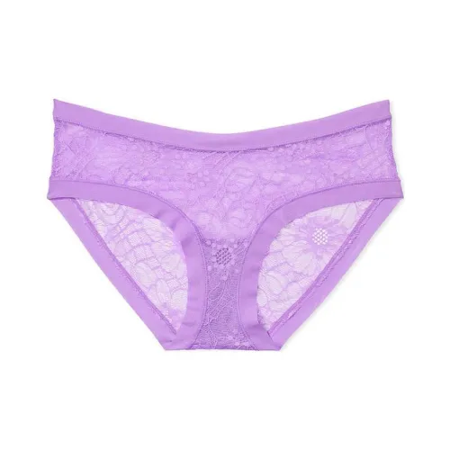 Victoria's Secret Розовый No Show Хлопок Hiphugger Panty Фиолетовый Кружево Нижнее белье Женские 1 Пачка Фиолетовое Кружево