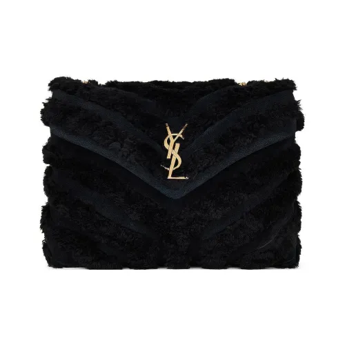 SAINT LAURENT LOULOU Телячья кожа Портативная Сумка через плечо Сумка на плечо Женская Черная