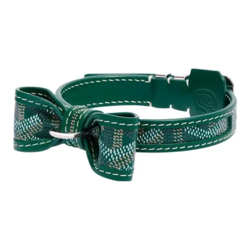GOYARD OSCAR Goyardine Холст Clamecy Коровья кожа Ожерелье-чокер для собаки "Teeth" Аксессуар Унисекс Зеленый