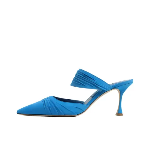 MANOLO BLAHNIK Домашние тапочки с резиновым покрытием женские синие