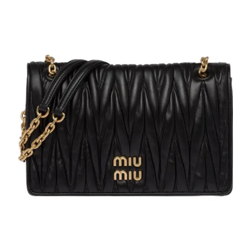 MIU MIU Matelassé Мягкий Овца Кожа Сумка через плечо Сумка на плечо Женская Черная