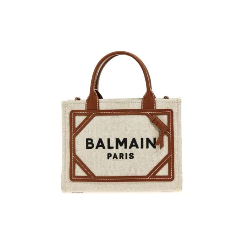 BALMAIN B Army Хлопок Телячья кожа Сумка через плечо Сумка Маленькая Женская Естественный Коричневый