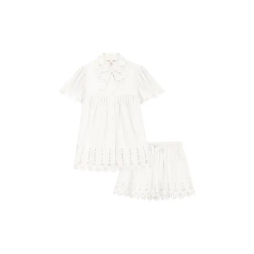 Victoria's Secret SUSAN FANG Co Branded Модель Одежда Наборы Кокосовый Молочный Белый Женские Пижамные Комплекты