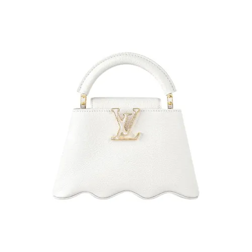 LOUIS VUITTON Capucines Taurillon Кожа Сумка через плечо Сумка Мини Женская Белая