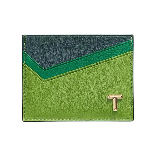 TIFFANY CO. Tiffany T Козья кожа Держатель для карт Женский Изумрудно-зеленый