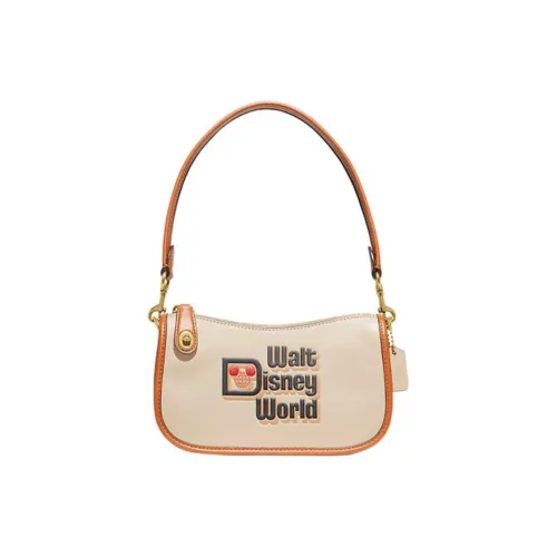 COACH Disney Коллаборация Swinger сумка из дубленой кожи сумка через плечо женская хаки