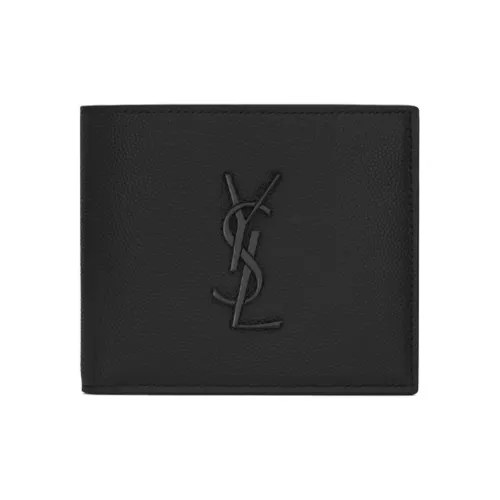 SAINT LAURENT Монограмма Тисненая Рельефная Кожа Кошелек Мужской Черный