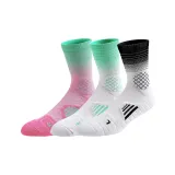 3 упаковки - Полосы Градиент Баскетбольные носки (Белый Черный + Белый Зеленый + Розовый Зеленый)