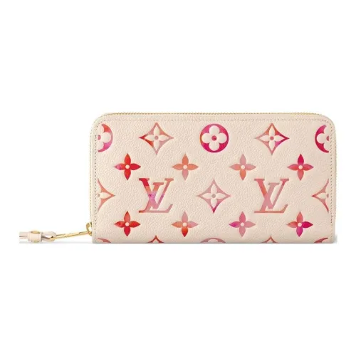 LOUIS VUITTON Zippy Кожа Кошелек Женские Розовый и Бежевый