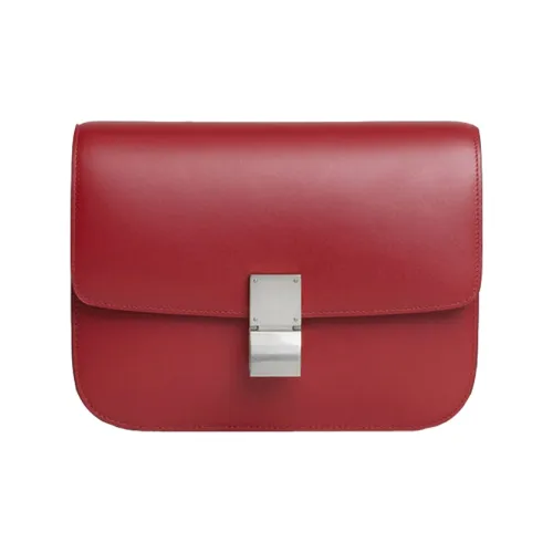 CELINE Полированная коровья кожа Tofu Cube Сумка Сумка-рука Сумка через плечо Сумка на плечо Женская Красная