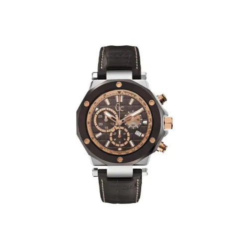 GUESS Series Мужские часы Кварцевый механизм ремень из натуральной кожи 46 мм коричневый циферблат