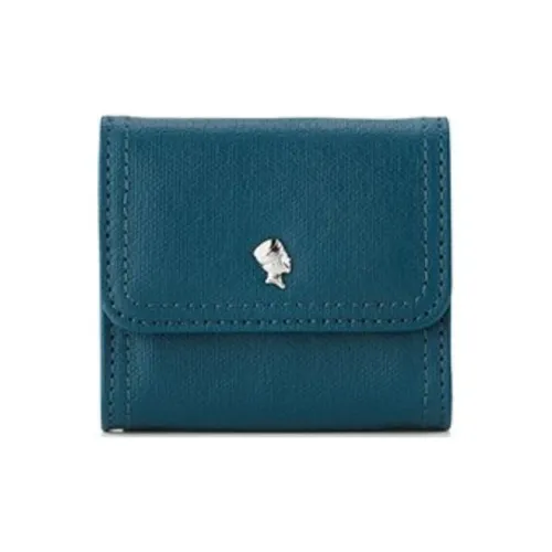 Porter Льняное волокно с ПУ (полиуретан) и кожаными вставками Кошелек для монет унисекс Цвет озеро синий