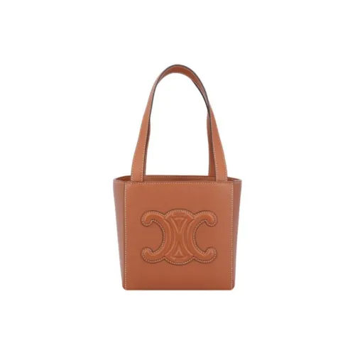 CELINE Cuir Triomphe Гладкая коровья кожа Тоут Сумка Сумка для покупок Тоут Сумка на одно плечо Женская Рыжевато-коричневый