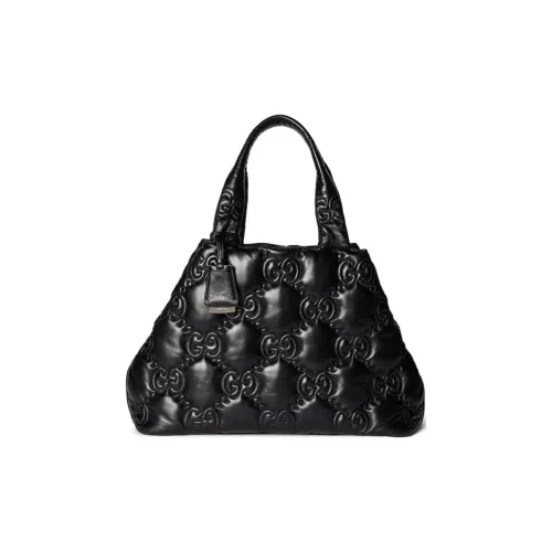 GUCCI GG Matelassé Кожа Тоут Сумка Сумка для покупок Сумка на плечо Сумка Большая Женская Черная