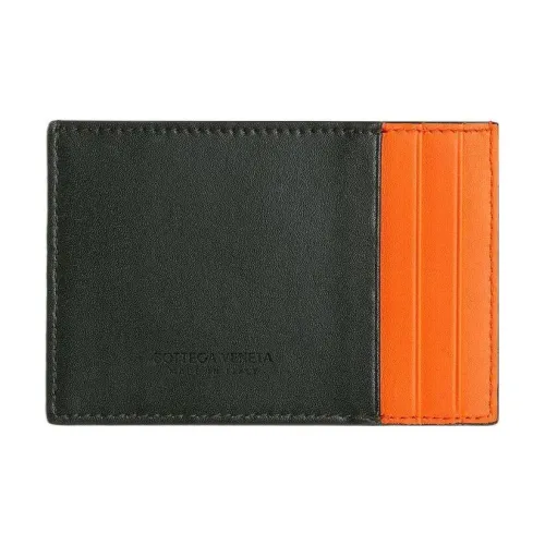 Bottega Veneta Cassette Коровья кожа Держатель для карт Мужской Темно-зеленый и Папайя
