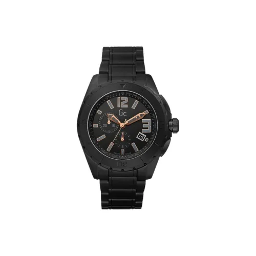 GUESS Мужские часы Кварцевый механизм Ремешок из нержавеющей стали 45 мм Черный циферблат