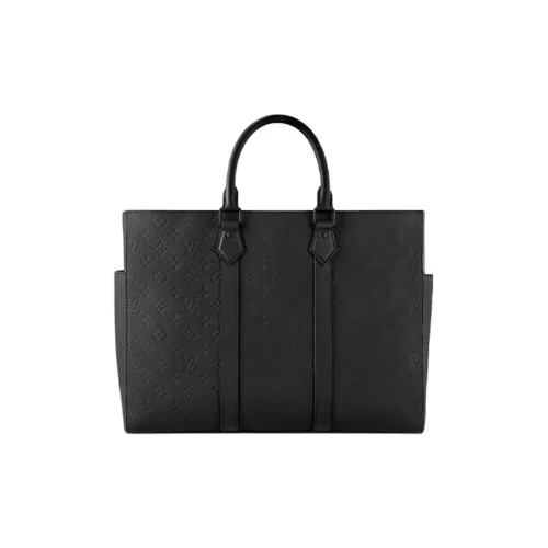 LOUIS VUITTON Sac Plat Тисненая кожа Тоут Сумка Сумка для покупок Сумка на плечо Сумка Обычный Мужской Черный