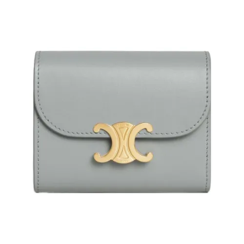 CELINE Triomphe Коровья кожа Кошелек Маленький Женский Жемчужно-синий