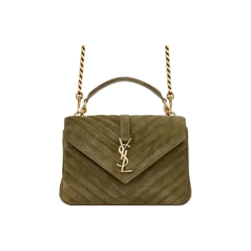 SAINT LAURENT COLLEGE Телячья кожа Цепочка Сумка Портативная Сумка через плечо Сумка через плечо Средняя Женская Стержень Зеленый