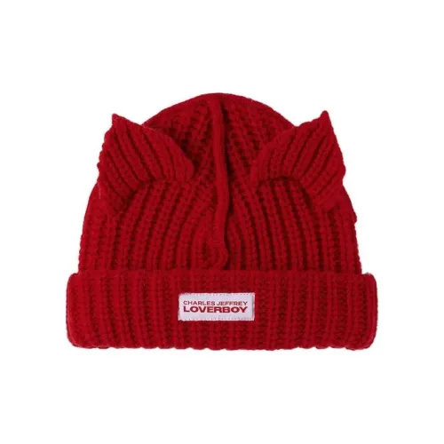 CHARLES JEFFREY Шапки-бини из овечьей шерсти для малышей красного цвета