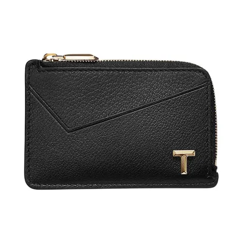 TIFFANY CO. Tiffany T Козья кожа Держатель для карт Женские Черный
