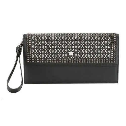 VERSACE Кошелек из коровьей кожи для ежедневного использования клатч мужской черный